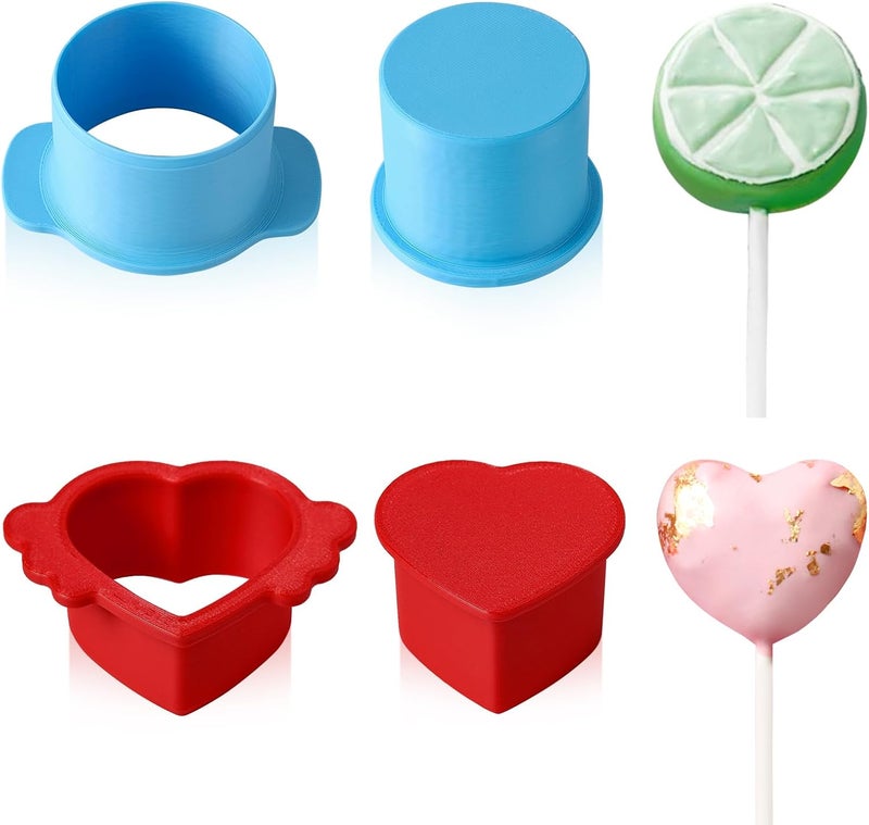 MITCHENIFY Circle and Heart Cake Pop Cutter and Pusher, 3D Printed Cake Pop Molds Shapes Press Set, Baking Tools for Home Baking, Birthday Parties, Wedding Desserts - Image 1